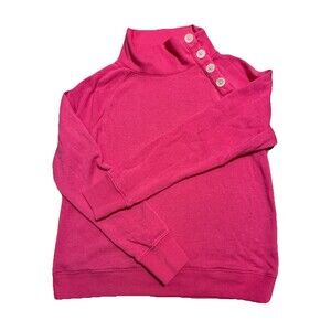 J. Crew Women’s Hot Pink Mock Neck Knit Fleece Sweatshirt Size Small